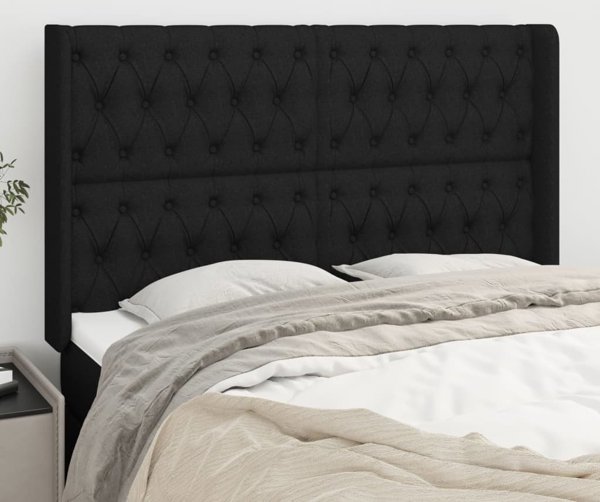 vidaXL Κεφαλάρι τύπου wingback, μαύρο, 163x16x118/128 cm, ύφασμα