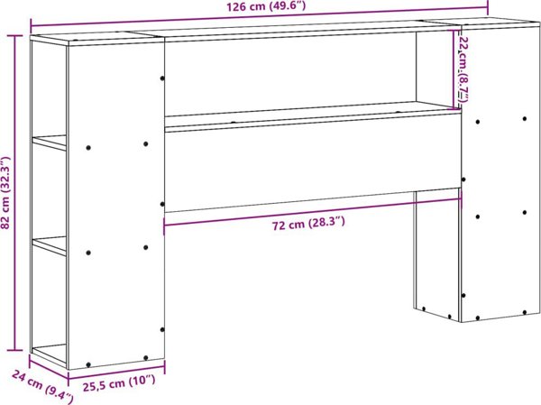 vidaXL Κεφαλάρι κρεβατιού με ράφια λευκό 120 cm ξύλο πεύκου