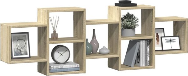 vidaXL Ράφι τοίχου ντόπιου δρυός Sonoma 129x18x42 εκ.