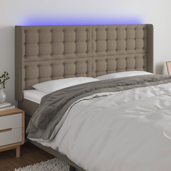 vidaXL Κεφαλάρι κρεβατιού με LED, ταουπ, 203x16x118/128 cm, ύφασμα