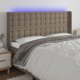 vidaXL Κεφαλάρι κρεβατιού με LED, ταουπ, 203x16x118/128 cm, ύφασμα