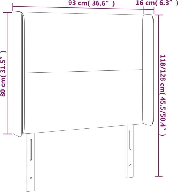 vidaXL Προσκέφαλο uszak καπουτσίνο 93x16x118/128 cm τεχνητό δέρμα
