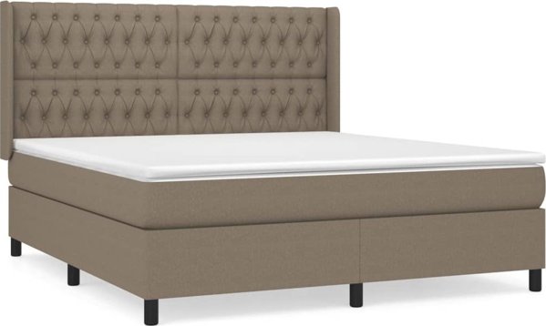 vidaXL Κρεβάτι κοντινεντάλε με στρώμα Taupe, υφασμάτινο, 180x200 cm