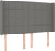 vidaXL Κεφαλάρι κρεβατιού με LED σκούρο γκρι 147x16x118/128 cm ύφασμα