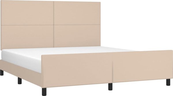 vidaXL Κορνίζα κρεβατιού με κεφαλάρι, cappuccino, 160x200 cm, συνθετικό δέρμα