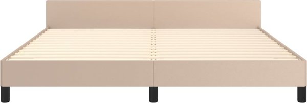 vidaXL Κορνίζα κρεβατιού με κεφαλάρι, cappuccino, 160x200 cm, συνθετικό δέρμα