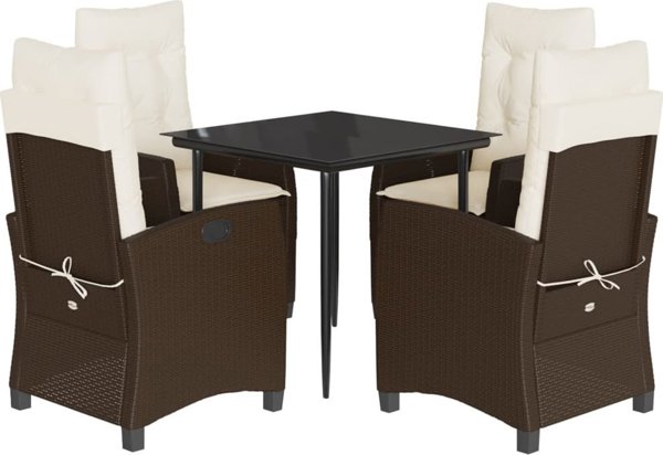 vidaXL Σετ επίπλων κήπου 5 τεμαχίων με μαξιλάρια, καφέ, πολυρατάν