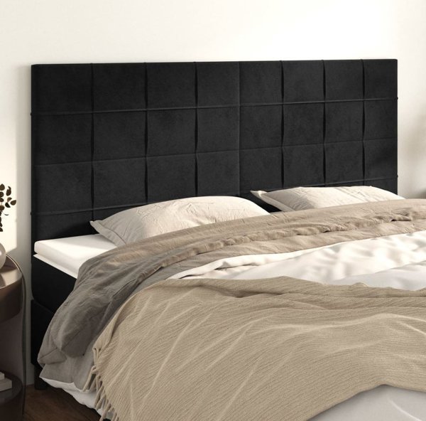 vidaXL Zaglowki do lozka, 4 szt., czarny, 80x5x78/88 cm, aksamit