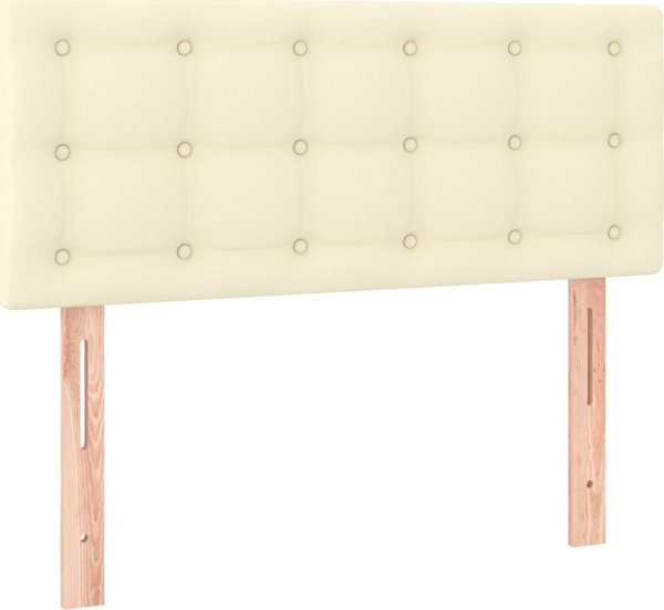 vidaXL Κοντινεντάλε Κρεβάτι 90x200cm Κρεμ Συνθετικό Δέρμα με LED