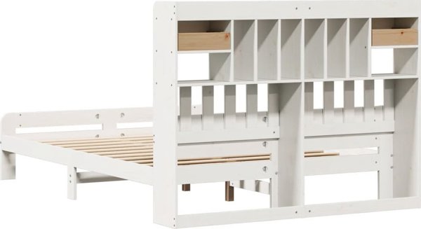 vidaXL Κρεβάτι με Ράφι χωρίς Στρώμα Λευκό 140x200 εκ από Πεύκο