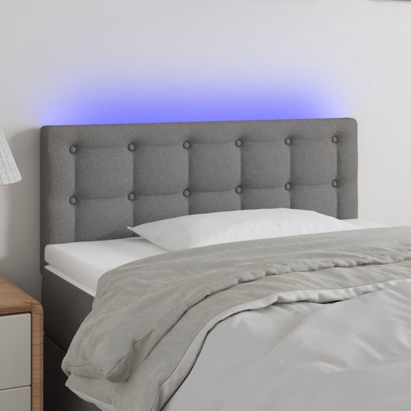vidaXL Κεφαλάρι κρεβατιού με LED, σκούρο γκρι, 100x5x78/88 εκ, ύφασμα