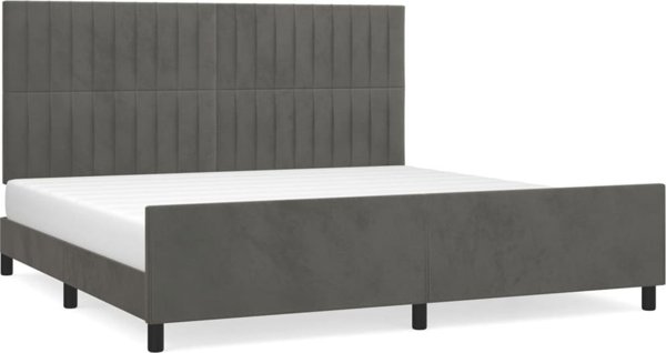 vidaXL Rama κρεβατιού με κεφαλάρι, σκούρο γκρι, 200x200 εκ., βελούδινη