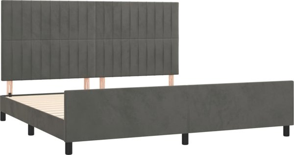 vidaXL Rama κρεβατιού με κεφαλάρι, σκούρο γκρι, 200x200 εκ., βελούδινη
