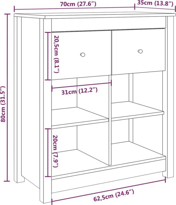 vidaXL Ντουλάπι, μελί καφέ, 70x35x80 εκ, μασίφ πεύκο