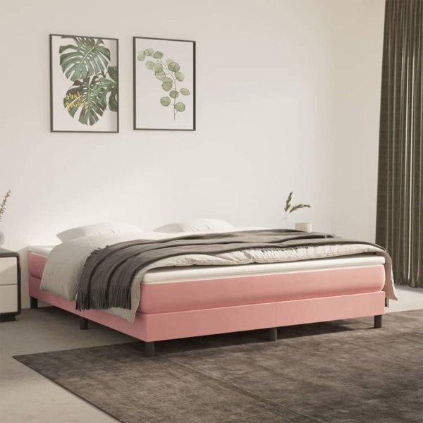 vidaXL Ελαστικό στρώμα με τσέπες, ροζ, 180x200x20 εκ., ύφασμα