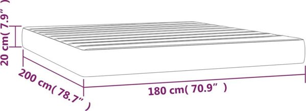 vidaXL Ελαστικό στρώμα με τσέπες, ροζ, 180x200x20 εκ., ύφασμα