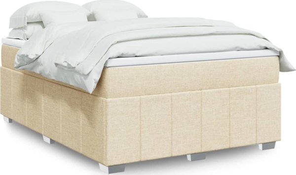 vidaXL Κρεβάτι κοντινένταλ με στρώμα 160x200 εκ. κρεμ ύφασμα