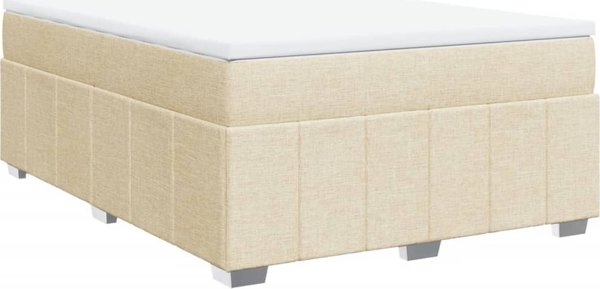 vidaXL Κρεβάτι κοντινένταλ με στρώμα 160x200 εκ. κρεμ ύφασμα