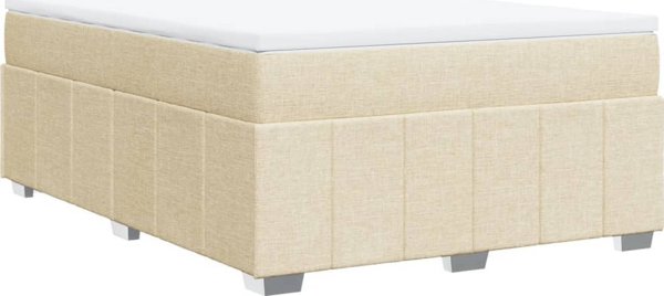 vidaXL Κρεβάτι κοντινένταλ με στρώμα 160x200 εκ. κρεμ ύφασμα