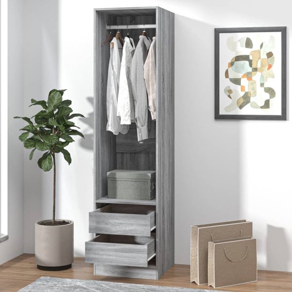 vidaXL Ντουλάπα με συρτάρια χρώμα γκρι δρυς Sonoma, 50x50x200 cm