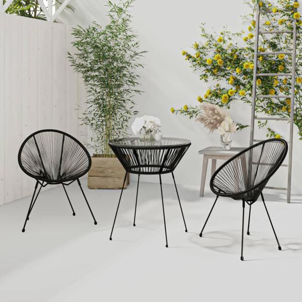 vidaXL 3-piece black garden furniture set