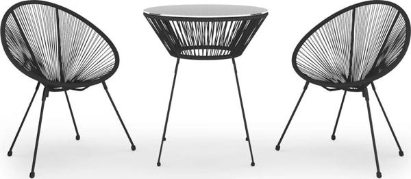 vidaXL 3-piece black garden furniture set