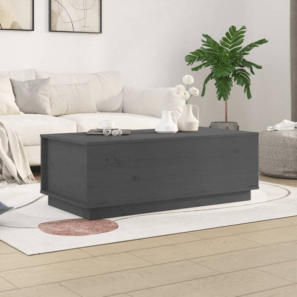 vidaXL vidaXL Stolik kawowy, szary, 100x50x35 cm, lite drewno sosnowe
