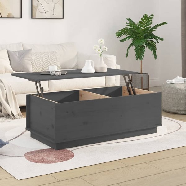 vidaXL vidaXL Stolik kawowy, szary, 100x50x35 cm, lite drewno sosnowe