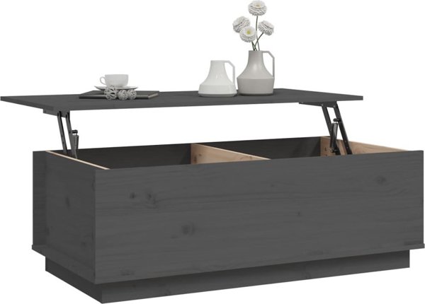 vidaXL vidaXL Stolik kawowy, szary, 100x50x35 cm, lite drewno sosnowe