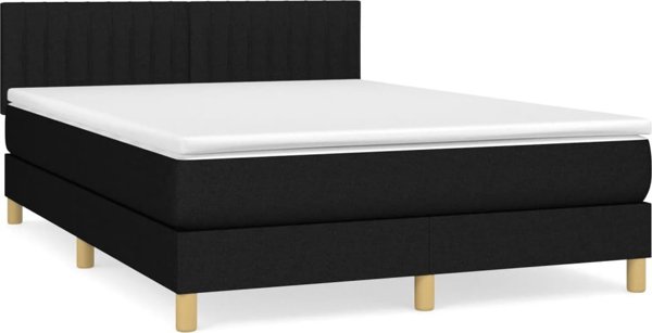 vidaXL Κρεβάτι kontynentalne με στρώμα, μαύρο, ύφασμα, 140x190 cm