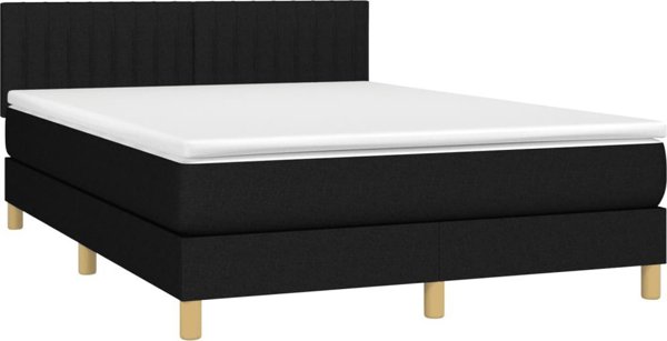 vidaXL Κρεβάτι kontynentalne με στρώμα, μαύρο, ύφασμα, 140x190 cm