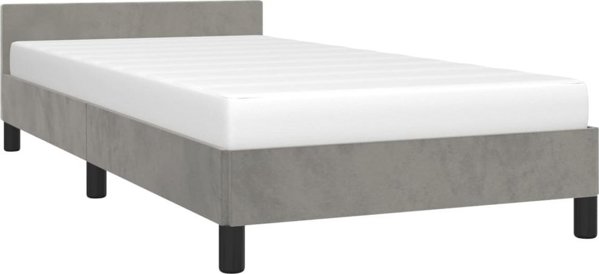 vidaXL Rama κρεβατιού με κεφαλάρι, ανοιχτό γκρι, 100x200 εκ., βελούδινη