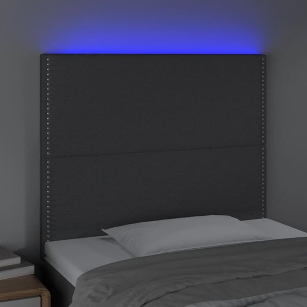 vidaXL Κεφαλάρι Κρεβατιού με LED Σκούρο Γκρι 100x5x118/128 cm
