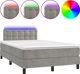 vidaXL Λόζκο κοντινεντάλ με στρώμα και LED, γκρι 120x200cm, βελούδο