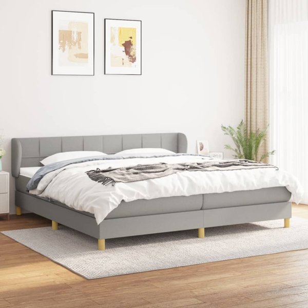 vidaXL Κρεβάτι Continental με στρώμα, ανοιχτογκρι, ύφασμα, 200x200 cm
