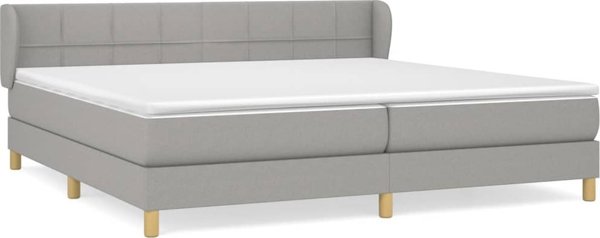 vidaXL Κρεβάτι Continental με στρώμα, ανοιχτογκρι, ύφασμα, 200x200 cm