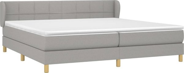 vidaXL Κρεβάτι Continental με στρώμα, ανοιχτογκρι, ύφασμα, 200x200 cm