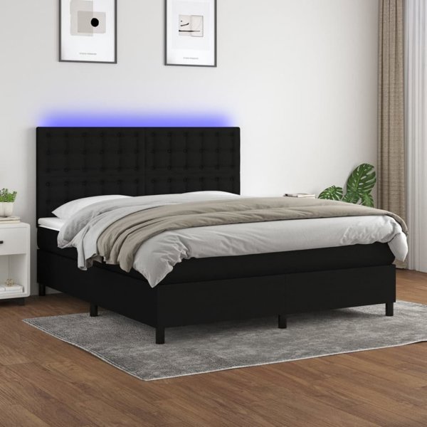vidaXL Λοξό κρεβάτι με στρώμα, μαύρο, 160x200 cm, ύφασμα