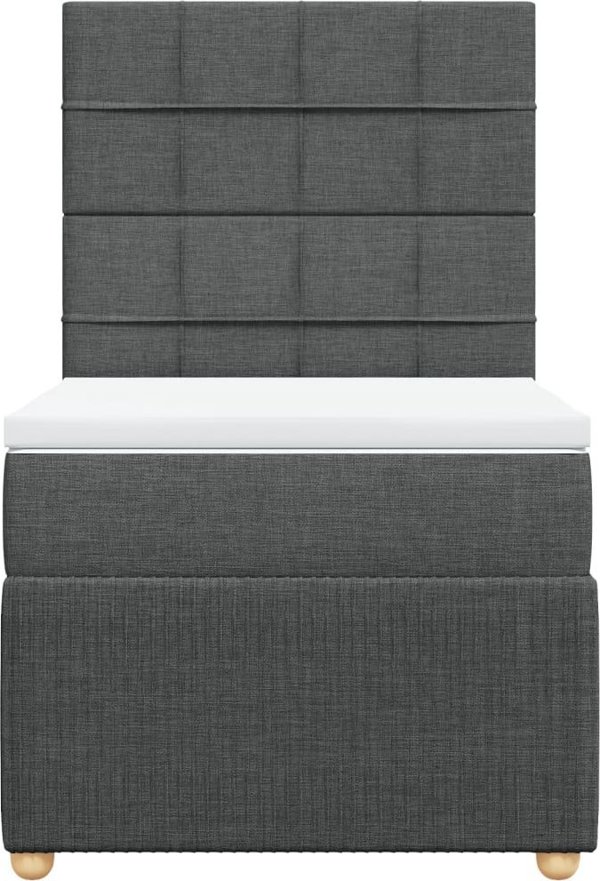 VidaXL Κρεβάτι Continental με Στρώμα, Σκούρο Γκρι Ύφασμα, 90x190 εκ