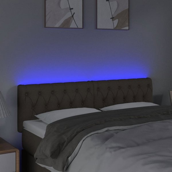 vidaXL Zaglowek do lozka z LED, taupe, 160x7x78/88 cm, tkanina