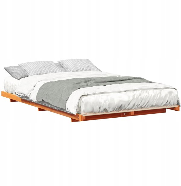 vidaXL Σκελετός κρεβατιού κερωμένο καφέ 135 x 190 cm μασίφ ξύλο πεύκου