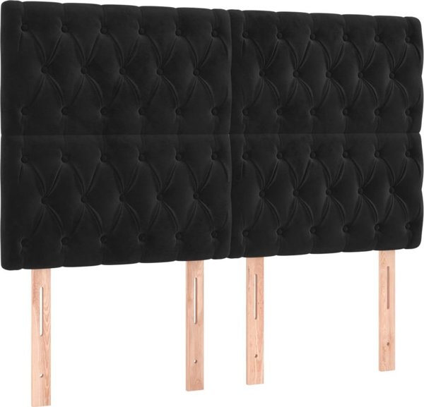 vidaXL Λύκο kontynentalne με στρώμα, μαύρο, 140x200 cm, βελούδο