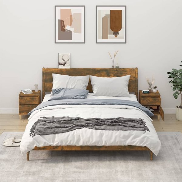 vidaXL Σετ από 2 κομοδίνα, χρώμα καπνιστή δρυς, 40x35x50 εκ.
