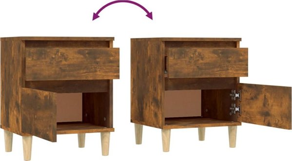 vidaXL Σετ από 2 κομοδίνα, χρώμα καπνιστή δρυς, 40x35x50 εκ.
