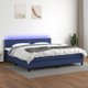 vidaXL Λευκό κρεβάτι continental με στρώμα, μπλε, 200x200 εκ, ύφασμα