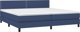 vidaXL Λευκό κρεβάτι continental με στρώμα, μπλε, 200x200 εκ, ύφασμα