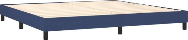vidaXL Λευκό κρεβάτι continental με στρώμα, μπλε, 200x200 εκ, ύφασμα