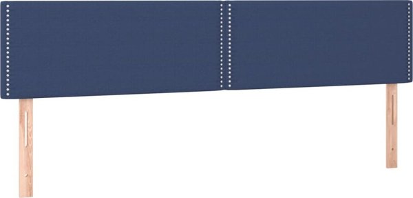 vidaXL Λευκό κρεβάτι continental με στρώμα, μπλε, 200x200 εκ, ύφασμα