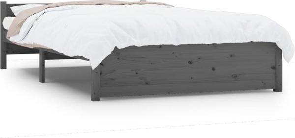 vidaXL Πλαίσιο κρεβατιού, γκρι, μασίφ ξύλο, 135x190 cm, διπλό