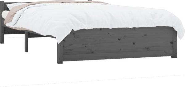 vidaXL Πλαίσιο κρεβατιού, γκρι, μασίφ ξύλο, 135x190 cm, διπλό